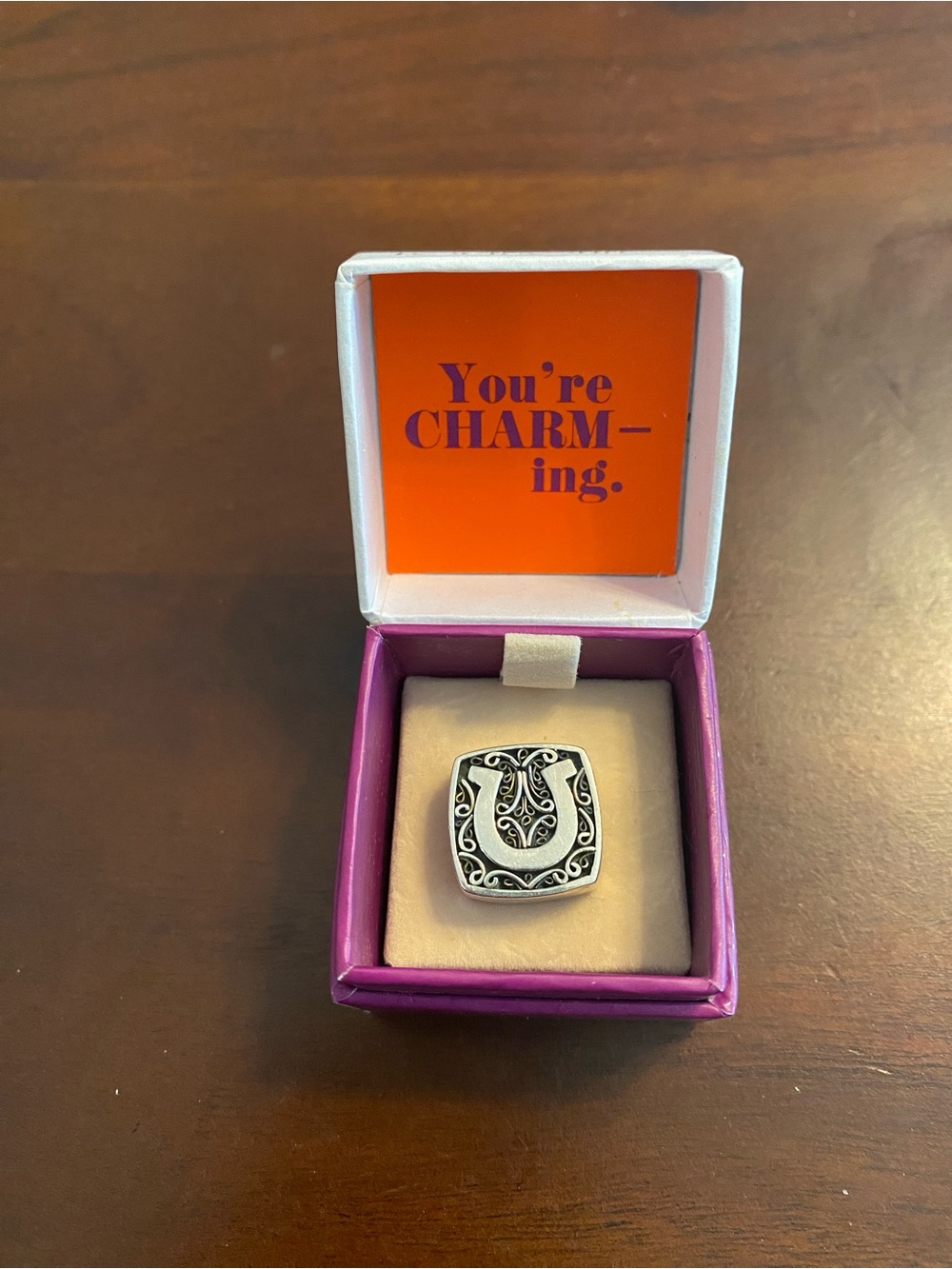 Lori Bonn Sterling Silver lucky horseshoe slide charm